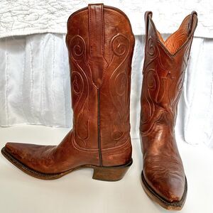 Black Jack Goat Leather Cowgirl Boots Handmade Tan Women’s Size 7 Snip Toe